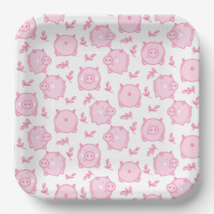 Pig Paper Plates, Barnyard Animal Party Plates