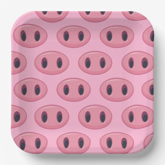 Pig Paper Plates, Barnyard Animal Party Plates (Front)