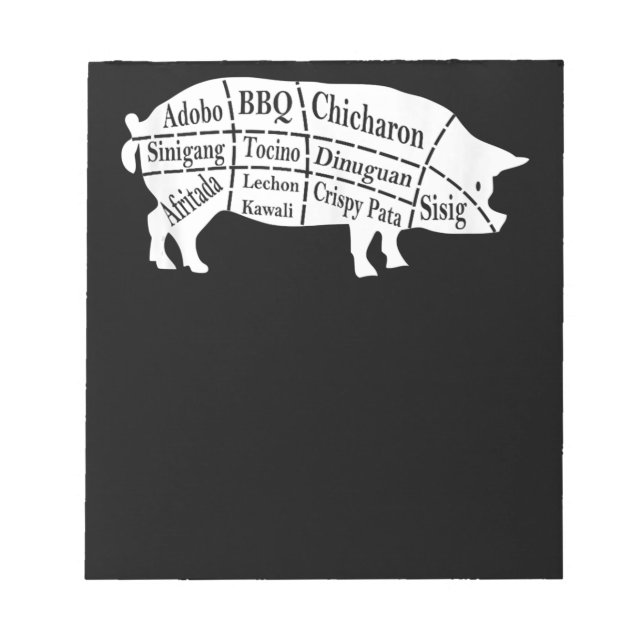 Pig Parts Food BBQ Pinoy Adobo Lovers Gift Notepad (Front)