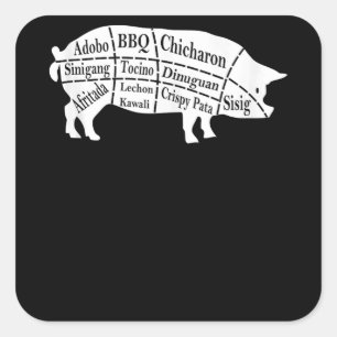 Pig Parts Food BBQ Pinoy Adobo Lovers Gift Square Sticker