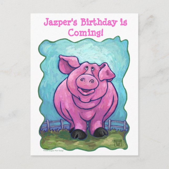 Pig Party Center Announcement Postcard (Front)