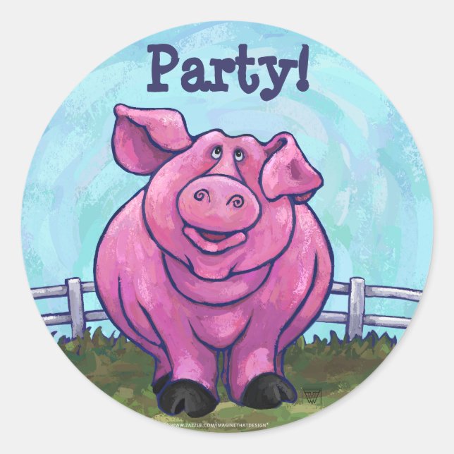 Pig Party Center Classic Round Sticker (Front)