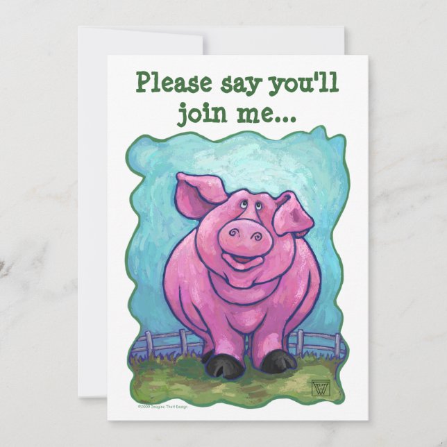 Pig Party Center Invitation (Front)