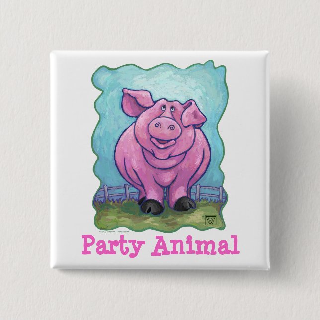 Pig Party Center Pinback Button (Front)