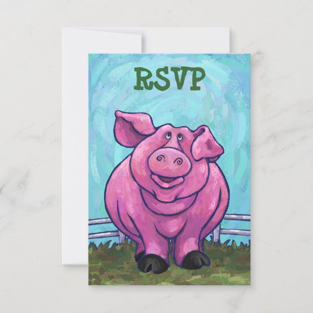 Pig Party Center RSVP Cards (Front)