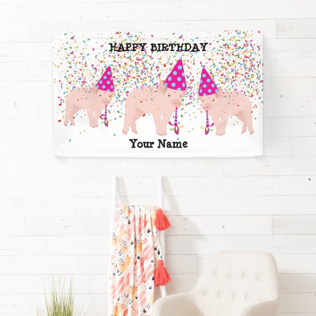 Pig Partying - Animals at Birthday Party Banner (Insitu)