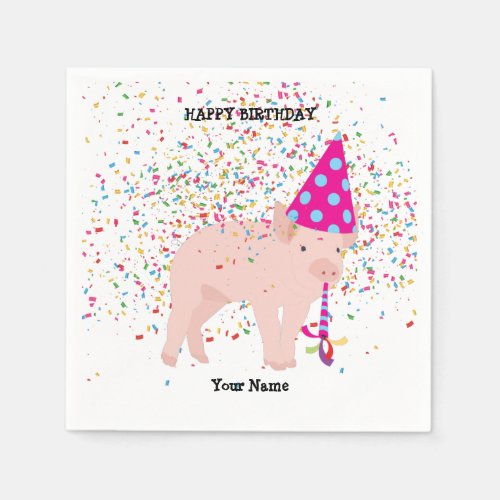 Pig Partying _ Animals at Birthday Party Napkins