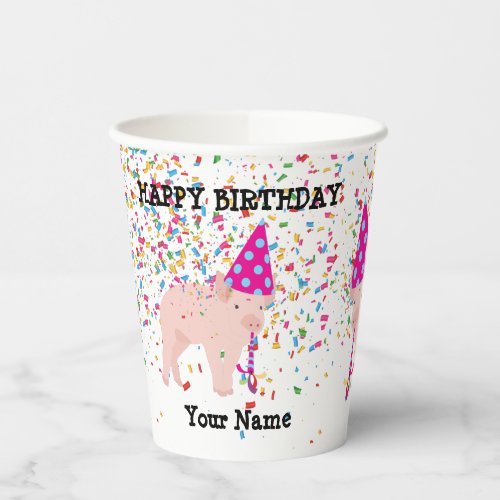 Pig Partying _ Animals at Birthday Party  Paper Cups