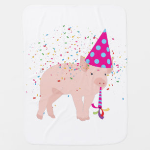 Pig Partying - Animals Having a Party Baby Blanket