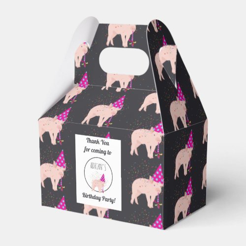 Pig Partying _ Animals Having a Party Favor Boxes