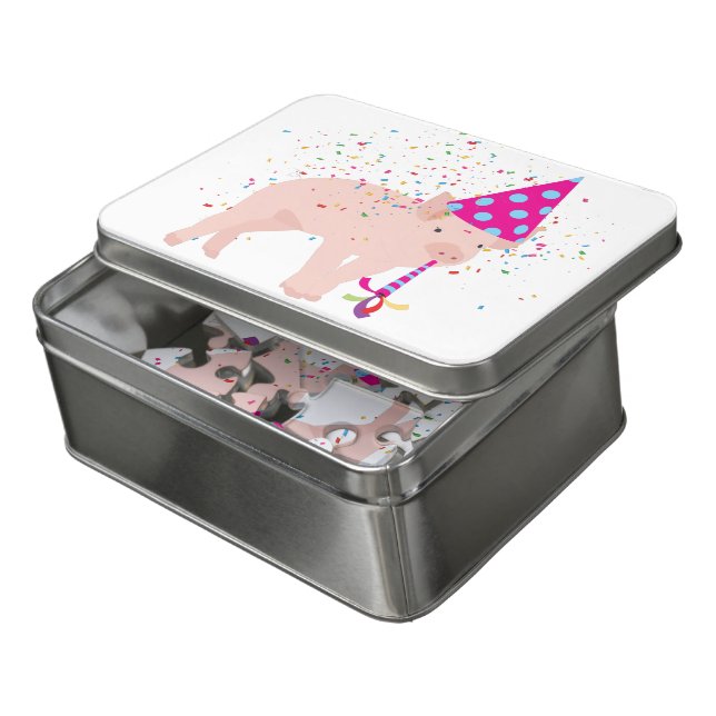 Pig Partying - Animals Having a Party Jigsaw Puzzle (Lid Open)