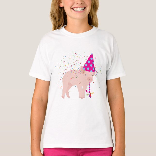 Pig Partying - Animals Having a Party T-Shirt (Front)