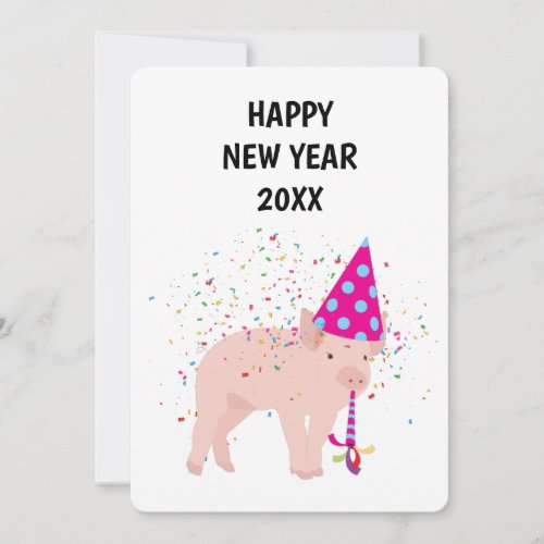 Pig Partying _ Animals Holiday New Years Card