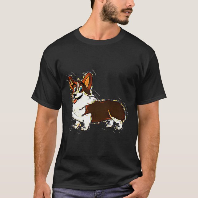 Pig Pen Corgi Cartoon T-Shirt (Front)