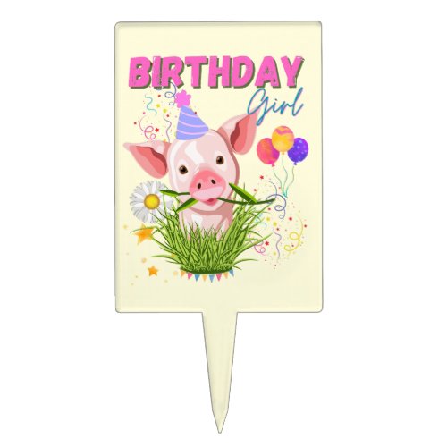 Pig Piggy Birthday Pink Girl Animals Lovers  Cake Topper