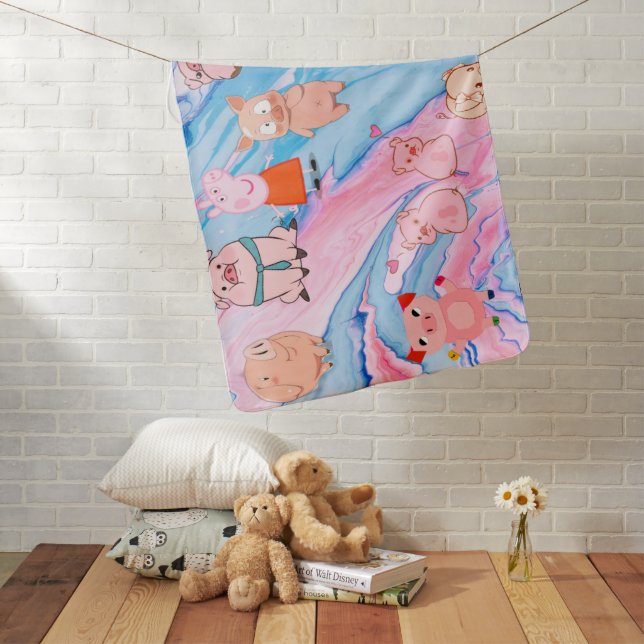Pig Piglet Farm animal Baby Blanket (In Situ)