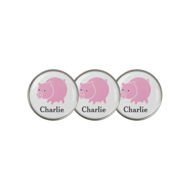 Pig Piglet Farm Animal Hog Cartoon Golf Ball Marker (3 Up)