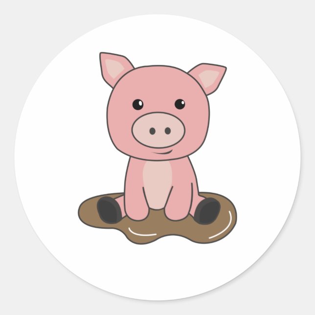 Pig Piglet Piglet Mud Puddle Mud Classic Round Sticker (Front)