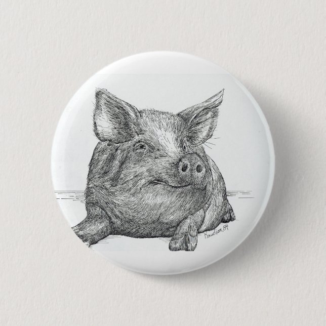Pig Piglet Pinback Button (Front)