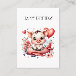 Pig Pilot Birthday Business Card