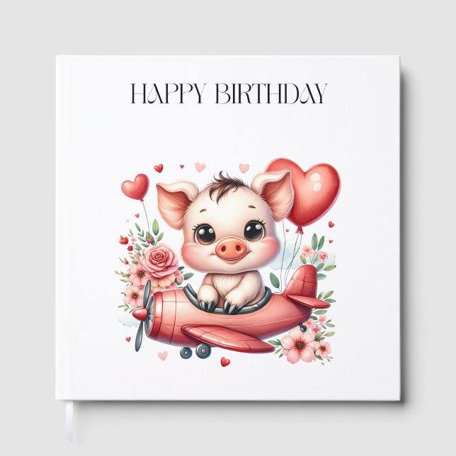 Pig Pilot Birthday Guest Book (Front)
