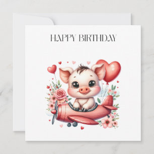 Pig Pilot Birthday Invitation
