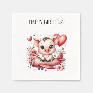 Pig Pilot Birthday Napkins
