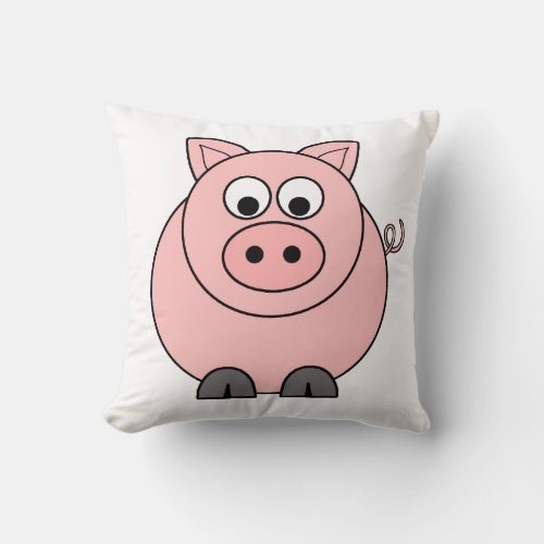 Pig Pink Cartoon Throw Pillow