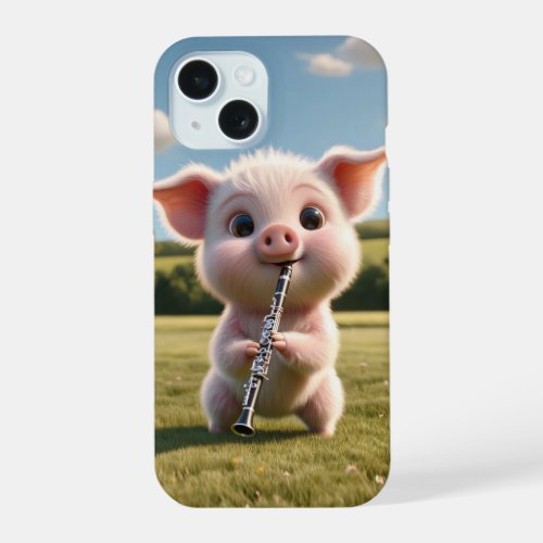 Pig playing clarinet iphone case