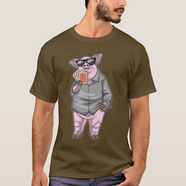 Pig Poker Poker cards T-Shirt (Front)