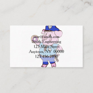 Pig policeman eating a donut | choose back color business card
