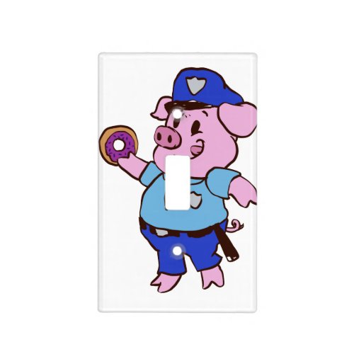 Pig policeman eating a donut  choose back color light switch cover