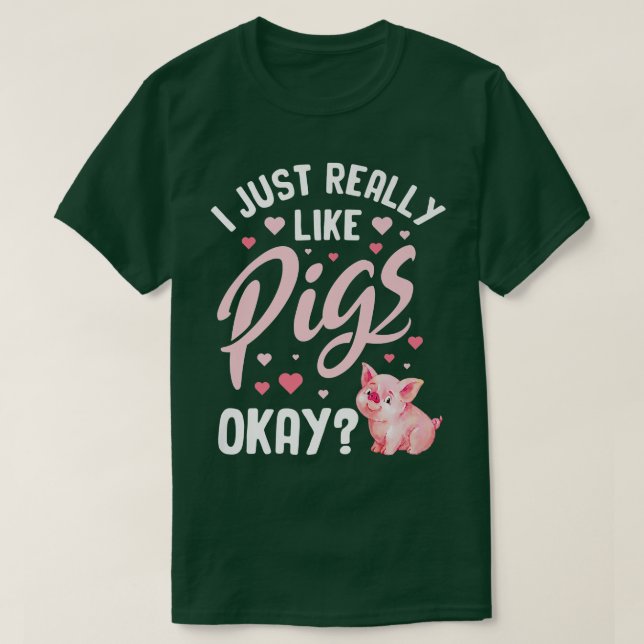 Pig Pork Piggy Boar Swine Hog Piglets Pink T-Shirt (Design Front)