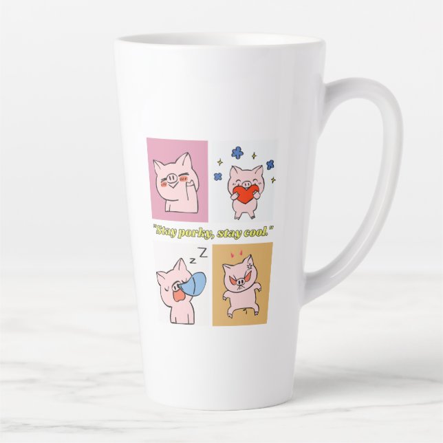 pig quote faces latte mug (Right)