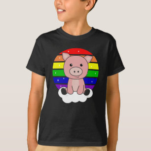 Pig Rainbow Glitter Kawaii Piglet Colorful T-Shirt