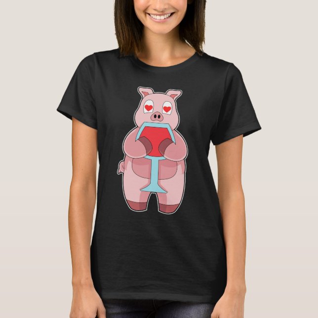 Pig Red wine T-Shirt (Front)