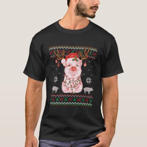 Pig Reindeer Santa Xmas Light Ugly Sweater Christm