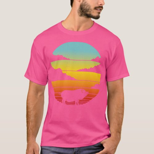 Pig Retro Sunset Vintage 60s 70s for Men Women Boy T_Shirt