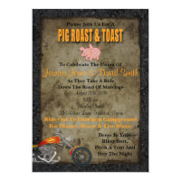 Pig Roast And Toast Biker Wedding Invitation