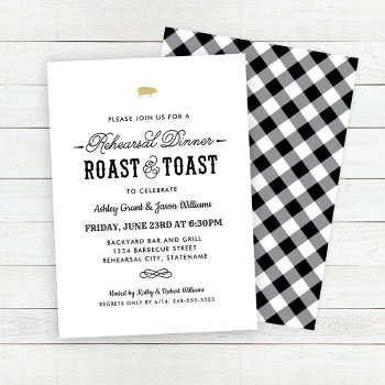 Pig Roast And Toast Gold Wedding Rehearsal Dinner  Invitation by Plush_Paper at Zazzle