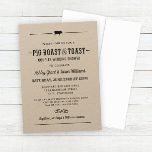 Pig Roast and Toast Kraft Couples Wedding Shower Invitation