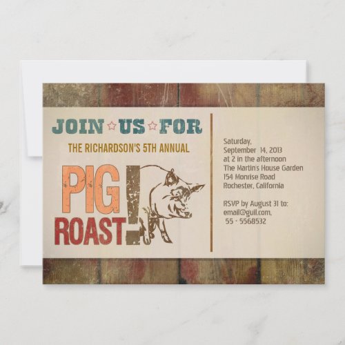 Pig roast barbecue party invitations