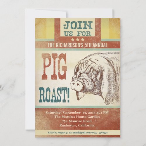 pig roast barbecue party invitations