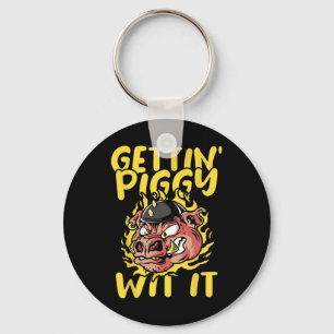 Pig Roast Byrbecue Getting Piggy Wit It Bbq Keychain