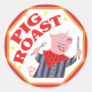 Pig Roast Classic Round Sticker