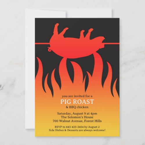 Pig Roast BBQ Flat Invitation