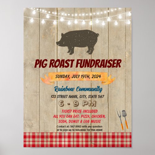 Pig Roast Fundraiser event template Poster