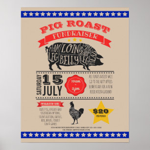 pig roast fundraiser school PTO PTA poster