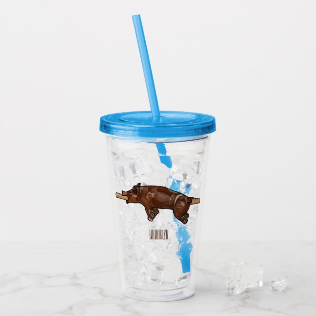 Pig roast / hog roast cartoon illustration acrylic tumbler (Front Ice)
