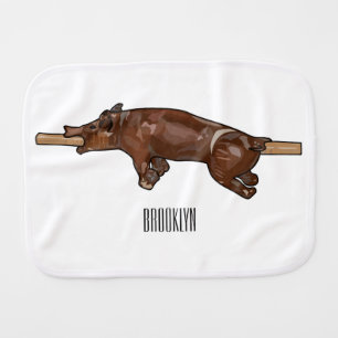 Pig roast / hog roast cartoon illustration baby burp cloth